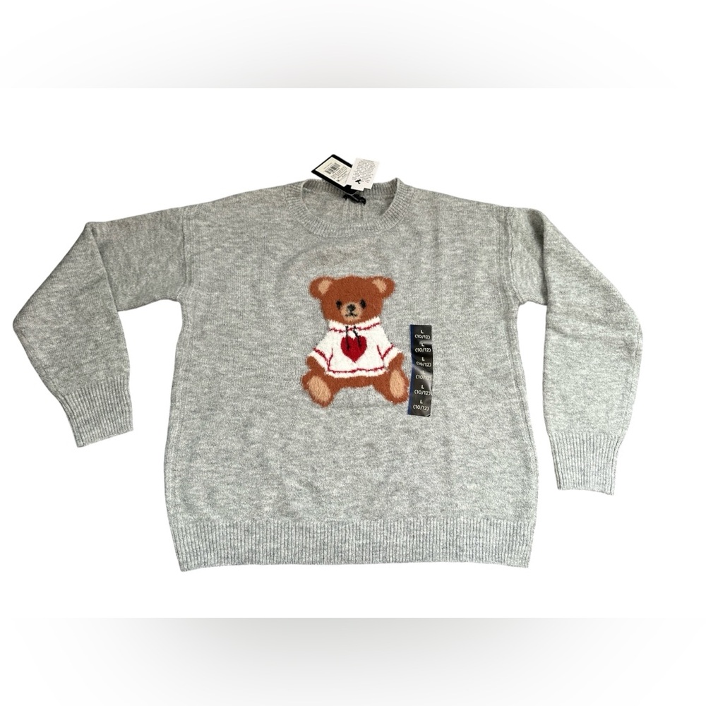 Girls' Teddy Bear Sweater - Art Class™ Heather Gray - L (10/12) NWT